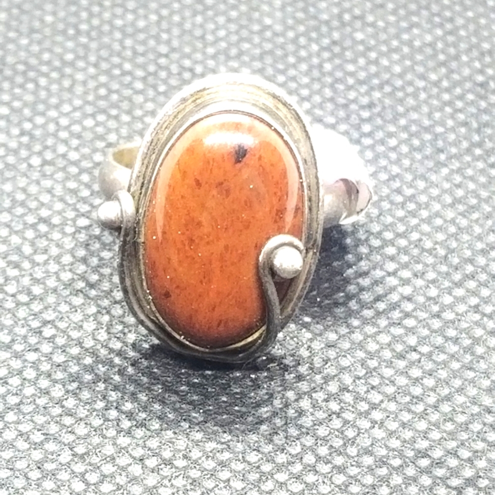 Vintage Sterling Silver Red Jasper Ring